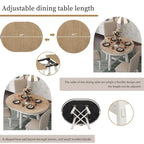 Farmhouse Round Extendable Dining Table with 16 Leaf Wood Kitchen Table