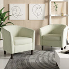 Set di 2 poltrone d'accento moderne in lino, a forma di botte, poltrone club