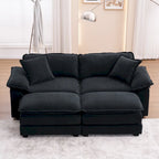 2-seater sofa with 2 cushions, 2 pillows and 2 ottomans, comfortable sofa - Living room deep sofa, modular sofa