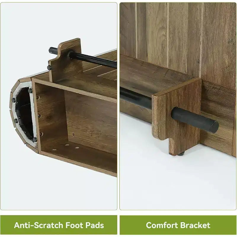 Table de bar Lantine, meuble de bar en bois de 63 po avec repose-pieds en métal, table de pub avec étagères de rangement pour salon, bistrot ou salle à manger (marron)
