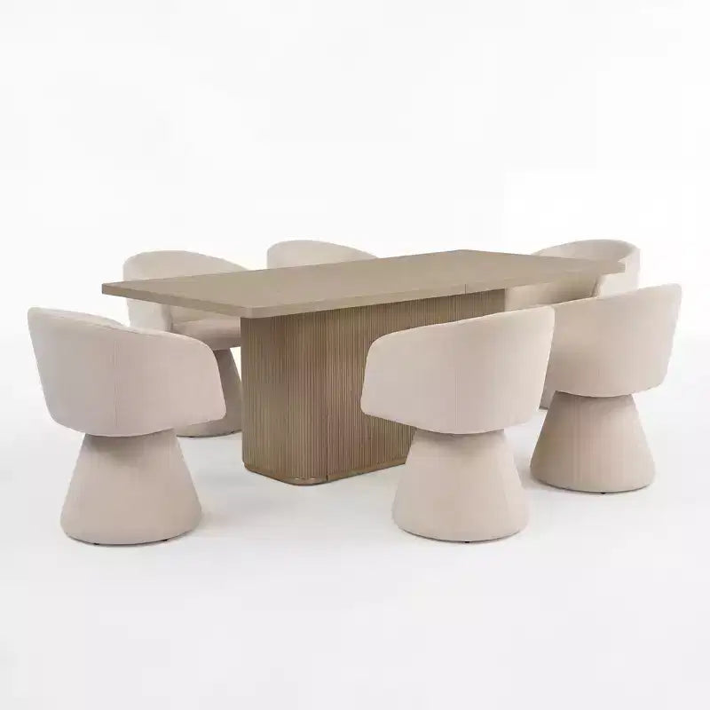 Ensemble de salle à manger moderne de 7 pièces en bois et métal Yodsak de Christopher Knight Home avec chaises pivotantes à 180°