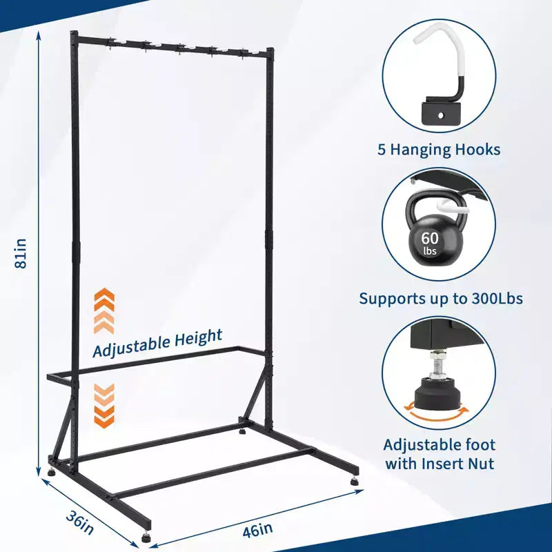 Support de rangement autoportant pour 5 vélos, capacité robuste de 300 lb, organisateur solide pour maintenir les vélos en toute sécurité et stabilité dans les cours avant et arrière