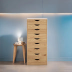Meuble étroit en bois à 9 tiroirs avec tiroirs à coulissement fluide et étagère de rangement supérieure