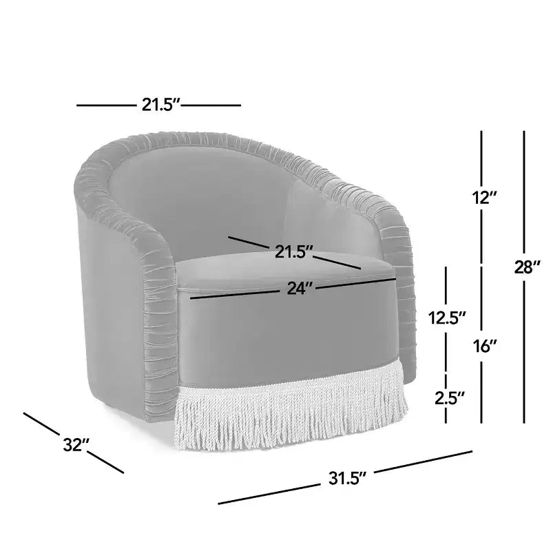 Fauteuil d’appoint Serena de Jennifer Taylor Home, dossier arrondi capitonné de 31,5 po avec franges bullion, velours haute performance vert olive