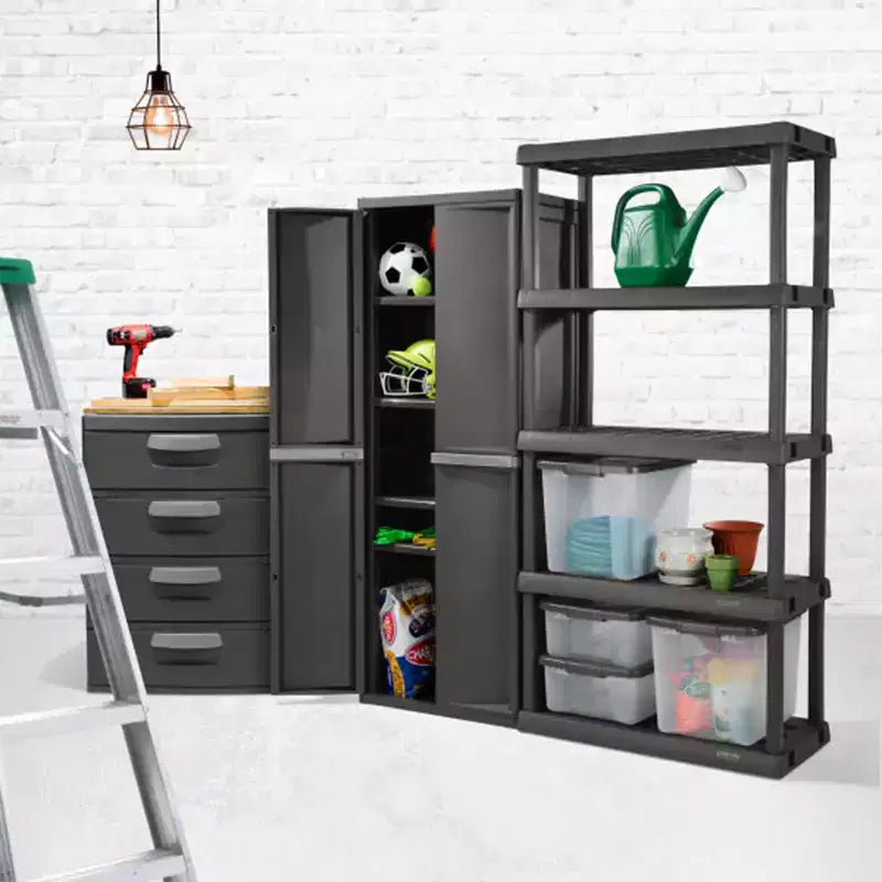 Lot de 2 organiseurs Sterilite pour armoire de rangement de garage, avec 4 étagères réglables, gris