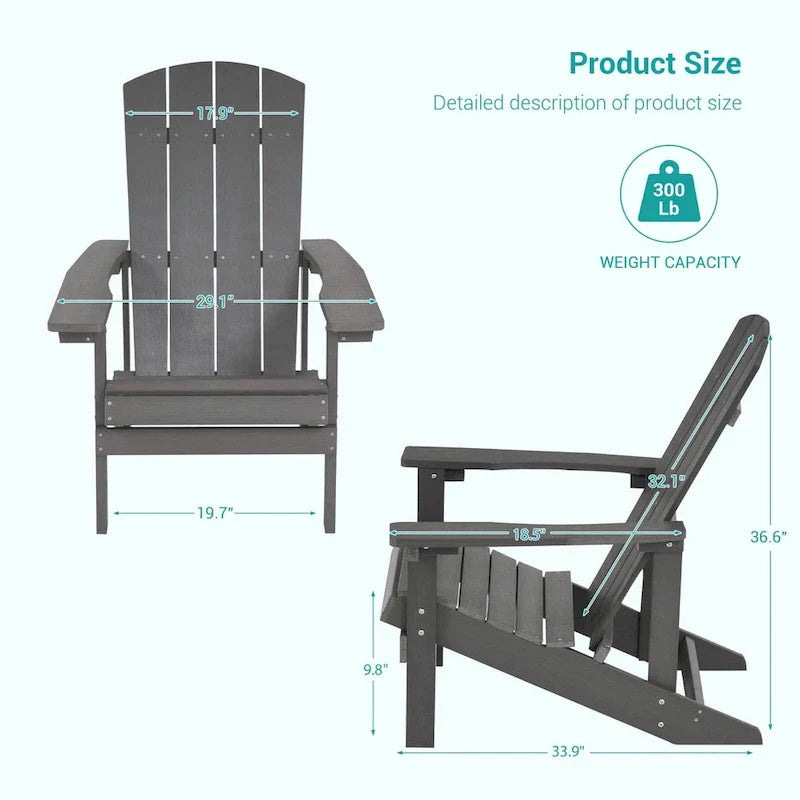 Ensemble de 4 fauteuils Adirondack d’extérieur Bonosuki en bois résistant aux intempéries