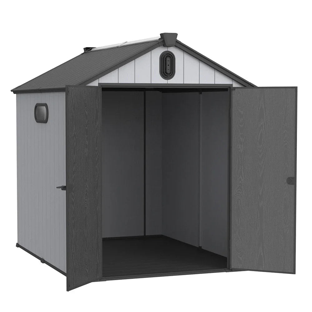 Abri de rangement extérieur en plastique et résine tout temps avec plancher, remise à outils Spire, 6 pi x 4 pi/6 pi x 8 pi/8 pi x 6 pi/8 pi x 10 pi