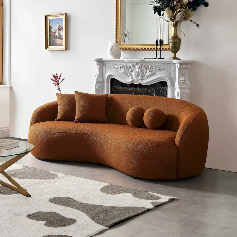 Divano curvo di lusso moderno in tessuto bouclé, stile Japandi, Blaine