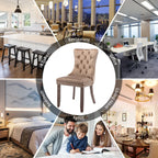 Ensemble de 6 chaises de salle à manger rembourrées en velours capitonné avec pieds en bois massif