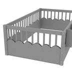 Lit cabane Montessori simple en bois Bellemave pour enfants, avec barrière surélevée et bibliothèque, pour filles et garçons
