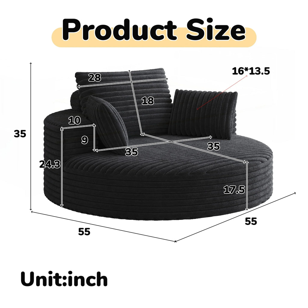 Fauteuil pivotant individuel en mousse et chenille côtelée
