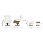 Fauteuil inclinable Jovan 31,5 en cuir véritable avec pouf