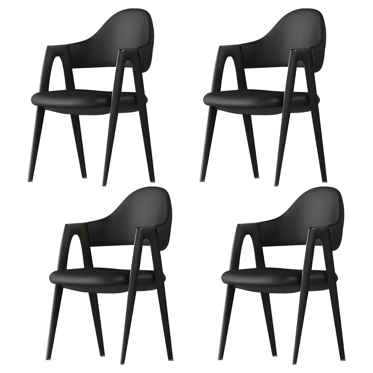Modern Leather Curved Open Back Arm Dining Chair