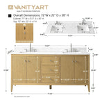 Meuble-lavabo Vanity Art 72 à double vasque avec plateau en marbre reconstitué