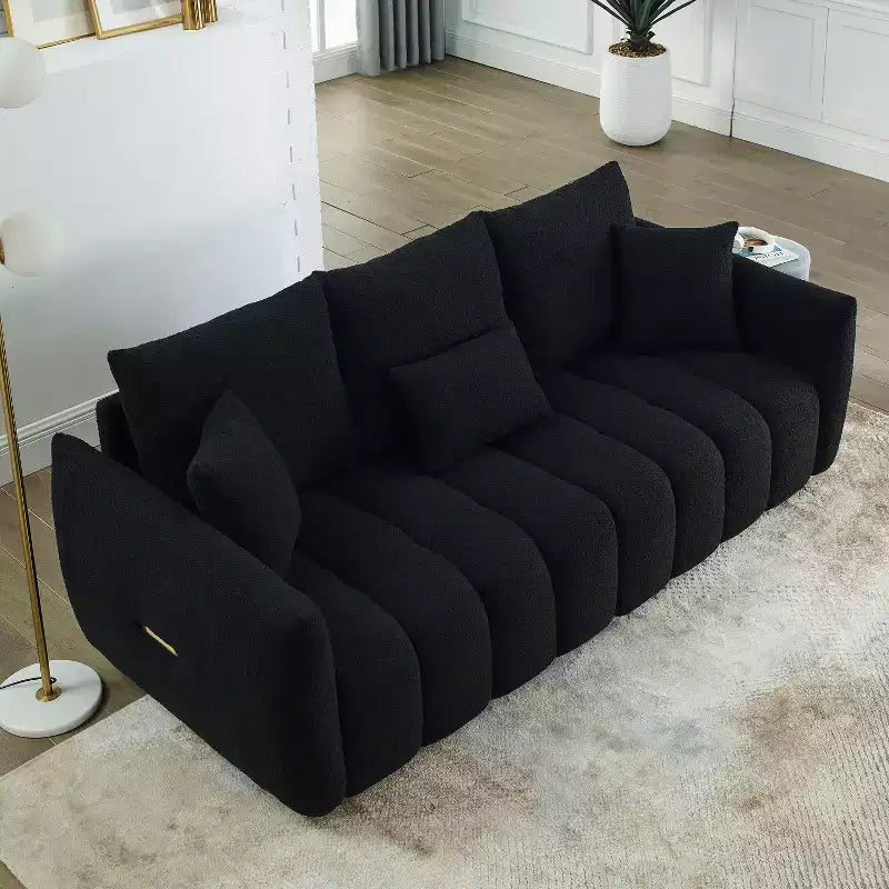 Divano moderno GDFStudio Alanna da 79,5 pollici, a 3 posti, rivestito in tessuto teddy con cuscini