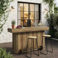 Table de bar Lantine, meuble de bar en bois de 63 po avec repose-pieds en métal, table de pub avec étagères de rangement pour salon, bistrot ou salle à manger (marron)