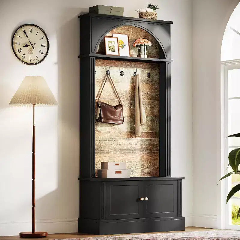 Lantine 70,86 Meuble d’entrée avec banc, rangement 4-en-1 pour l’entrée : porte-manteau, étagère à chaussures et banc de vestiaire pour couloir