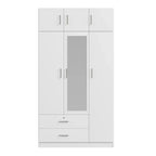 Armoire à miroirs à 3 portes avec 2 tiroirs et placard supérieur