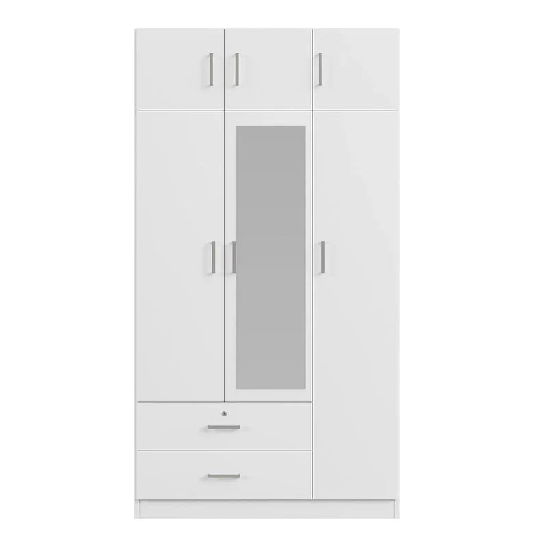 Armoire à miroirs à 3 portes avec 2 tiroirs et placard supérieur
