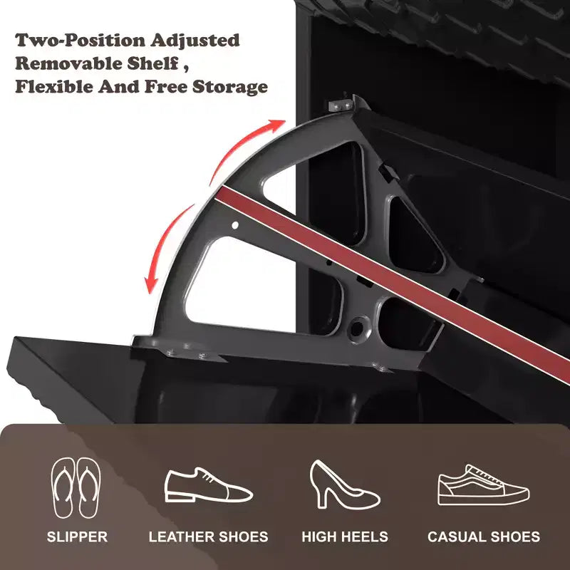 Meuble de rangement à chaussures CLIHOME pour entrée, 24 paires, avec tiroirs basculants, étagère et placard