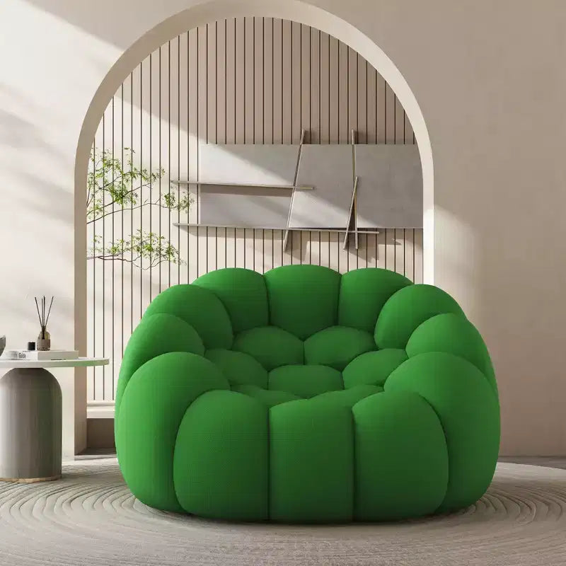 Divano da pavimento a bolle da 47 pollici con design curvo, poltrona a sacco 3D per soggiorno, verde