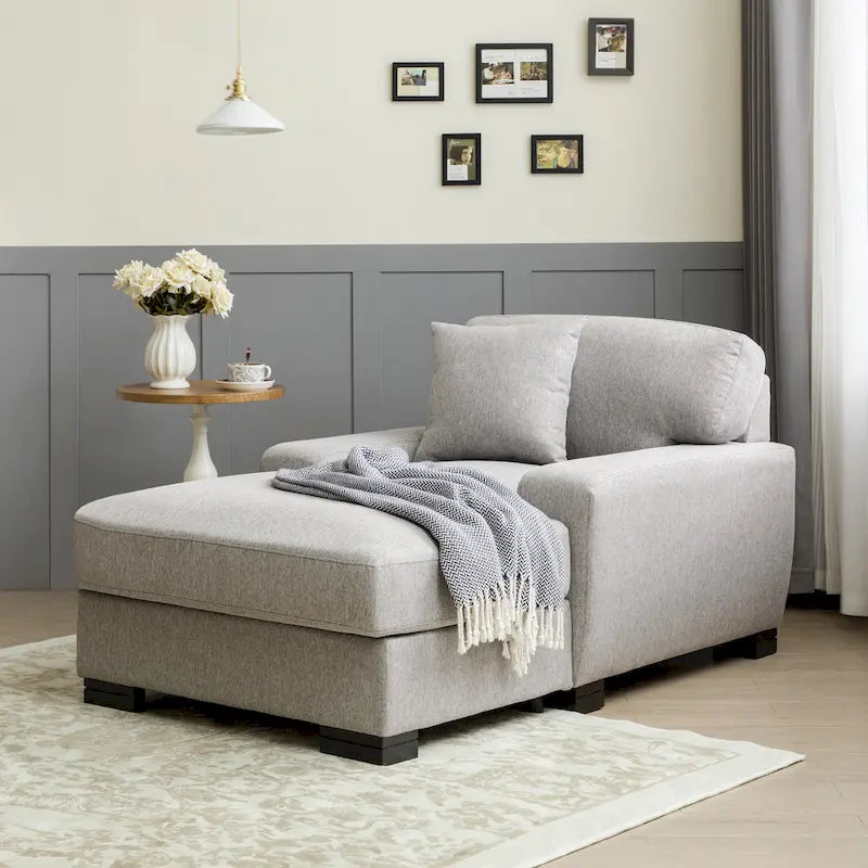 Canapé-lit moderne surdimensionné avec méridienne, style mi-siècle, avec coussin