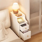Table de chevet étroite en bois blanc avec 2 étagères