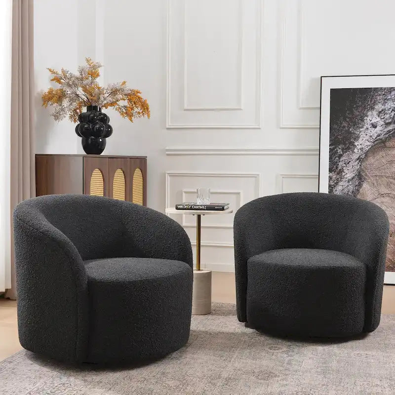 Fauteuil d’appoint pivotant KINWELL en forme de tonneau, rembourré, largeur 34 (lot de 2)