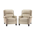 Set di 2 poltrone reclinabili moderne Elisabete con schienale ad ali in vera pelle e borchie decorative vintage per soggiorno e camera da letto| ART OF LIVING DESIGNS