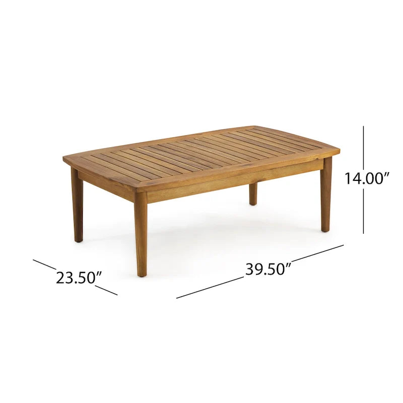 Ensemble de salon extérieur Willowbrook en bois d’acacia pour 4 personnes, par Christopher Knight Home