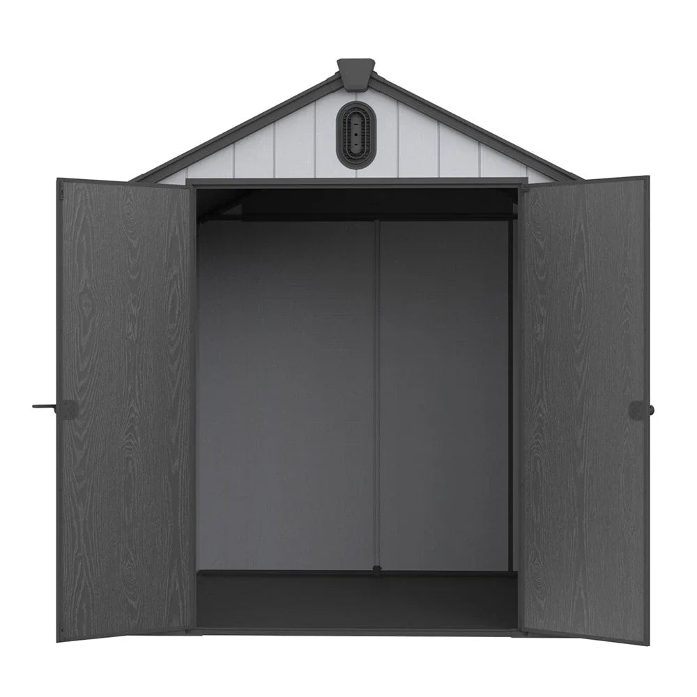 Abri de rangement extérieur en plastique et résine tout temps avec plancher, remise à outils Spire, 6 pi x 4 pi/6 pi x 8 pi/8 pi x 6 pi/8 pi x 10 pi