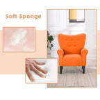 Fauteuil d’appoint moderne Erommy, fauteuil à dossier haut, canapé une place en tissu rembourré avec boutons et pieds en bois pour le salon