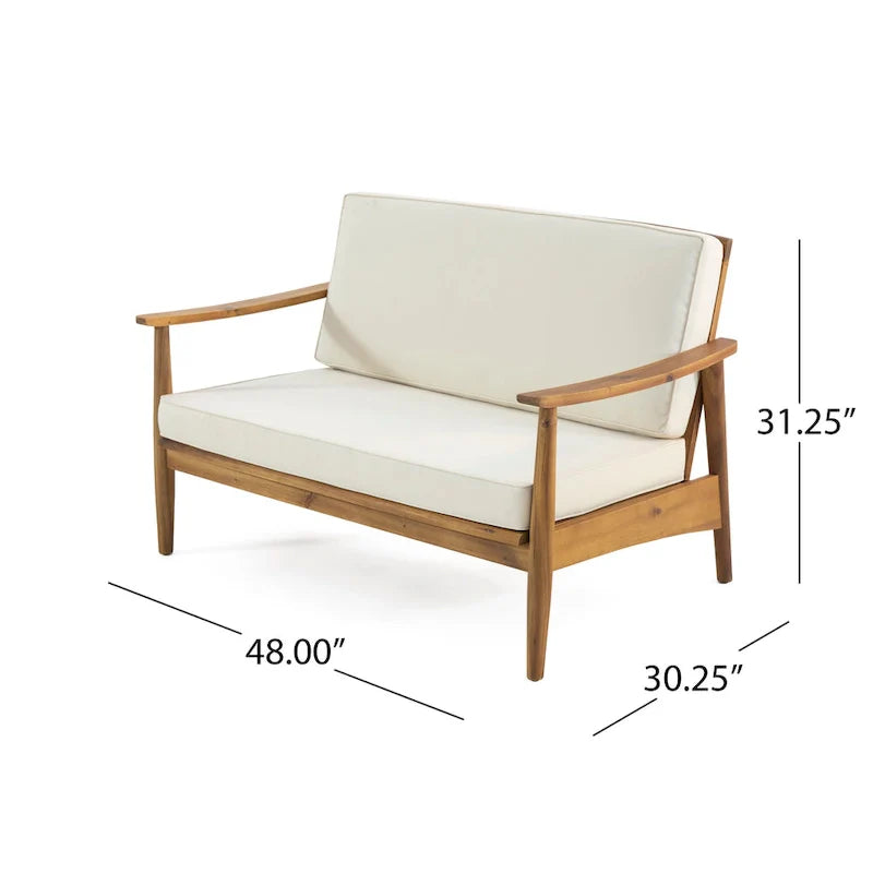 Ensemble de salon extérieur Willowbrook en bois d’acacia pour 4 personnes, par Christopher Knight Home
