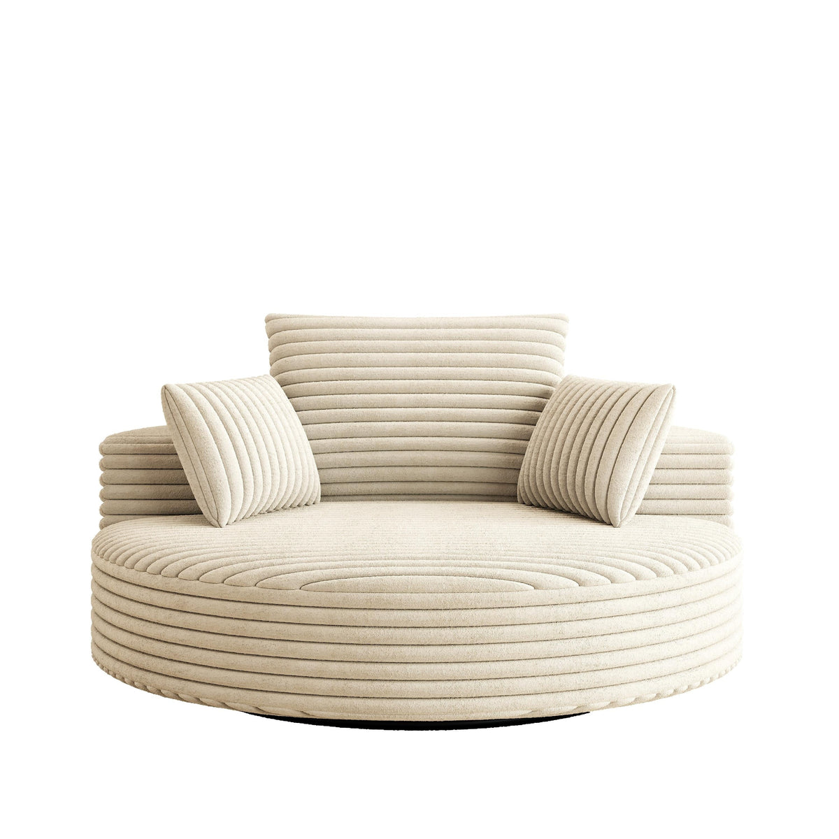 Fauteuil pivotant individuel en mousse et chenille côtelée
