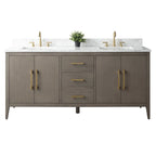 Meuble-lavabo Vanity Art 72 à double vasque avec plateau en marbre reconstitué