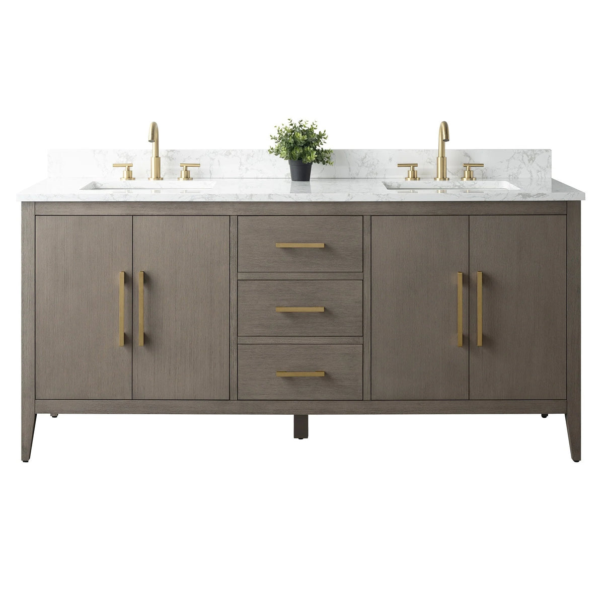 Meuble-lavabo Vanity Art 72 à double vasque avec plateau en marbre reconstitué