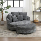 Fauteuil tonneau moderne rond avec 5 coussins et pouf en option