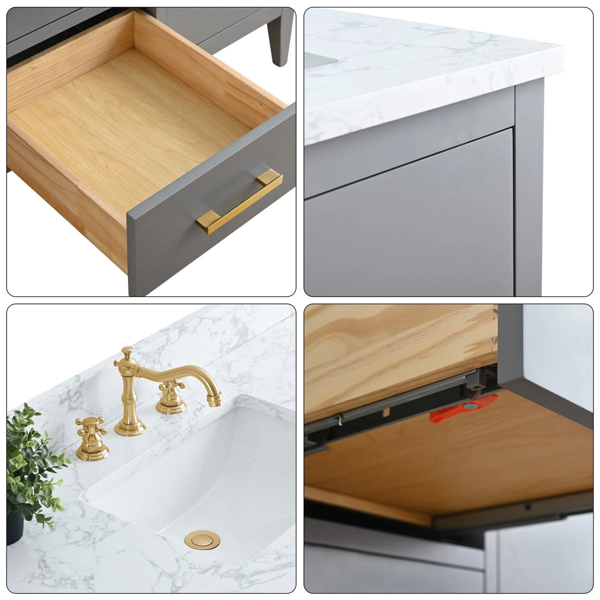 Meuble-lavabo Vanity Art 72 à double vasque avec plateau en marbre reconstitué