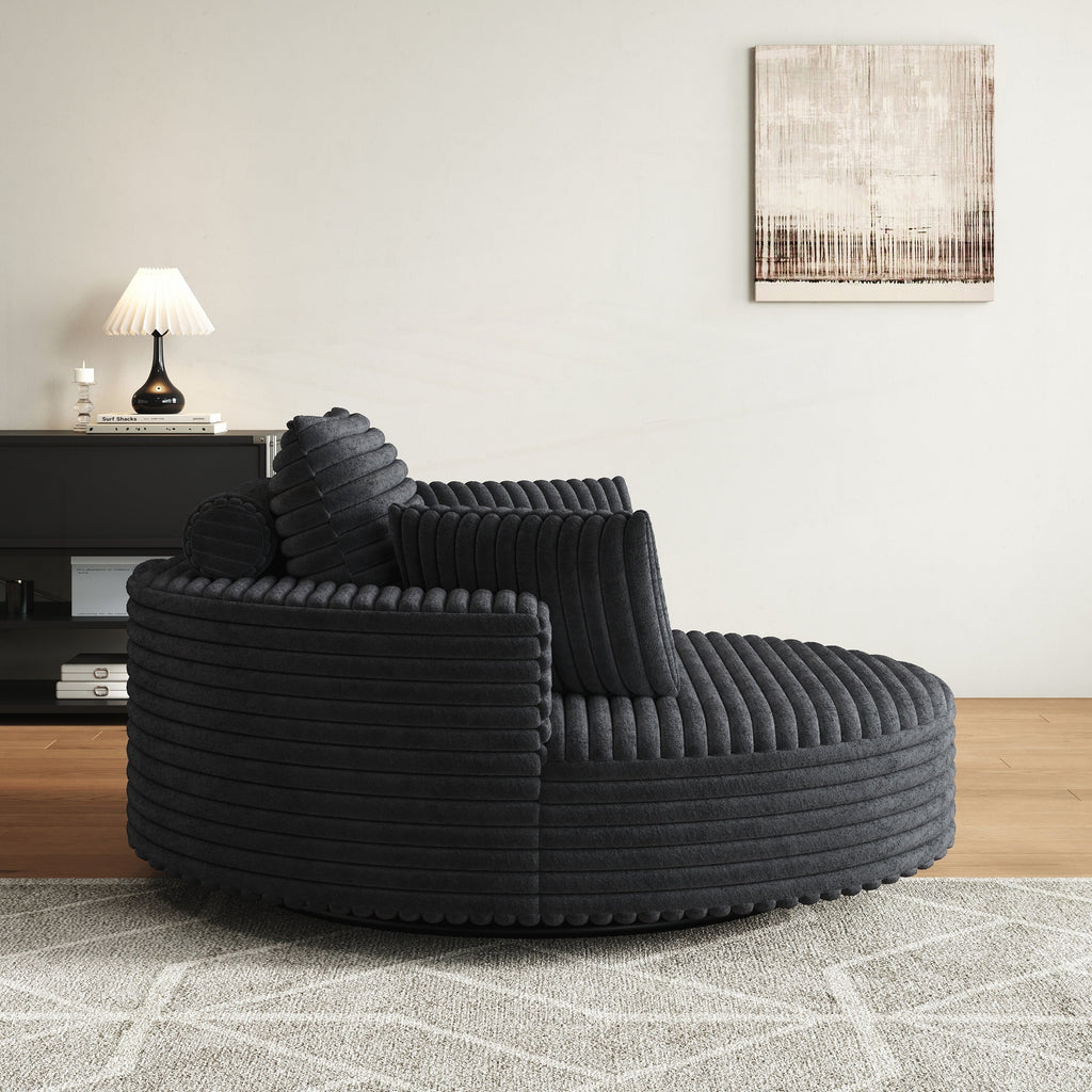 Fauteuil pivotant individuel en mousse et chenille côtelée