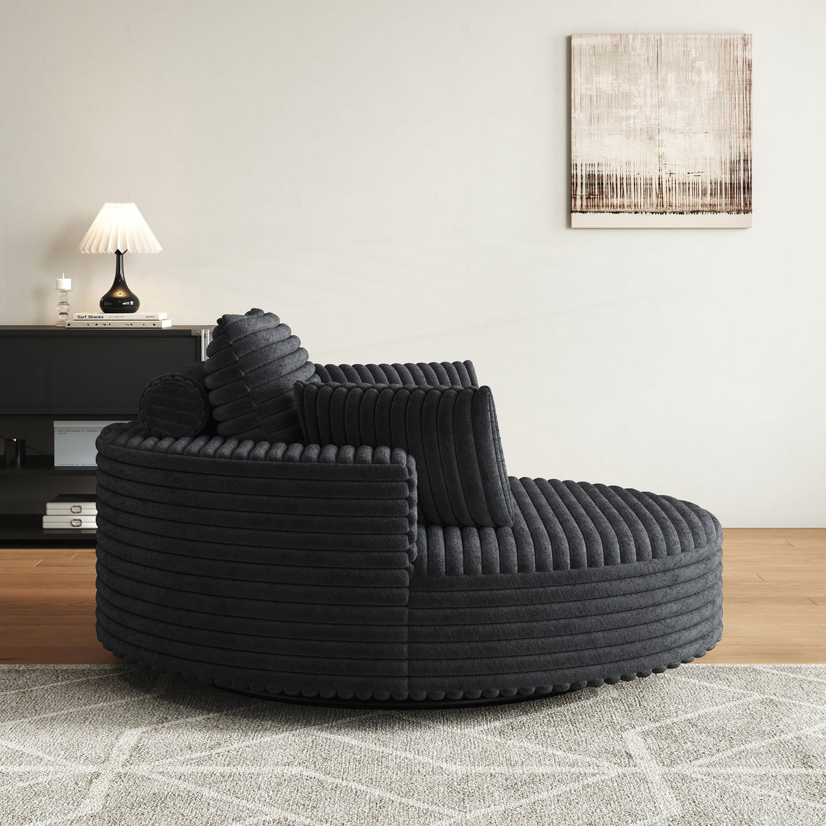 Fauteuil pivotant individuel en mousse et chenille côtelée
