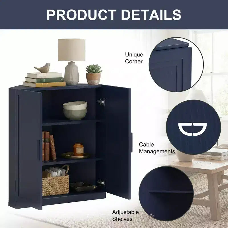 Meuble d’angle Dovelina avec étagères réglables, buffet, meuble à vin et meuble de cuisine et de salle à manger avec portes en bois - 31 po H x 31 po L, 36 po H x 31 po L