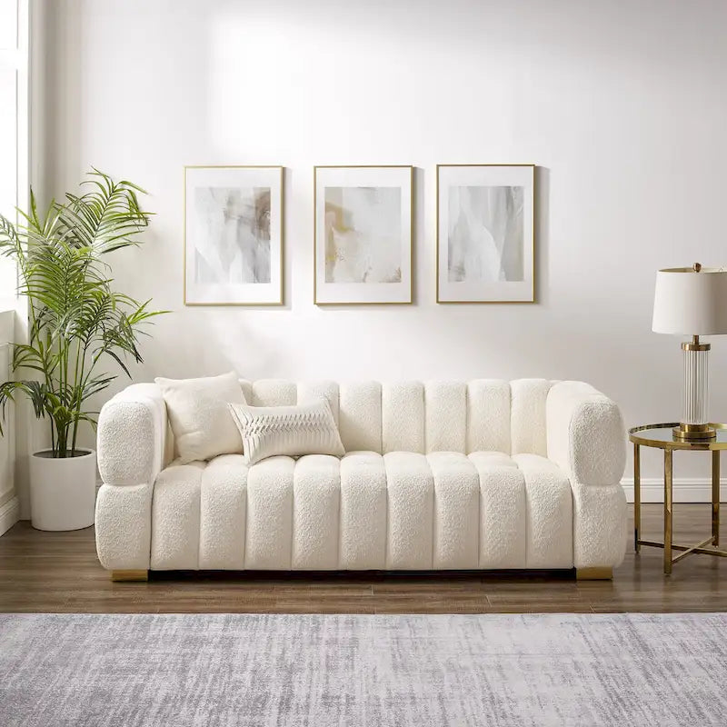 Canapé moderne en tissu gaufré, confortable pour les moments de détente