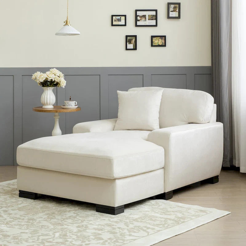 Canapé-lit moderne surdimensionné avec méridienne, style mi-siècle, avec coussin