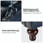 Set di 2 poltrone reclinabili moderne Elisabete con schienale ad ali in vera pelle e borchie decorative vintage per soggiorno e camera da letto| ART OF LIVING DESIGNS