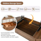 47.2 Lift Top Coffee Table with Hidden Compartment, Oval, Brown