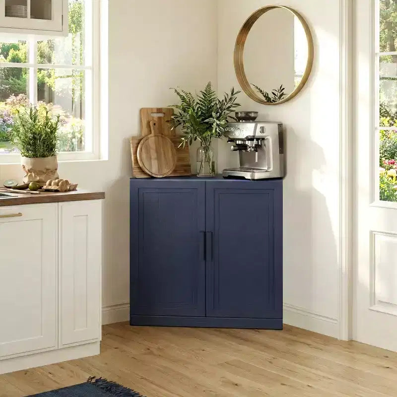 Meuble d’angle Dovelina avec étagères réglables, buffet, meuble à vin et meuble de cuisine et de salle à manger avec portes en bois - 31 po H x 31 po L, 36 po H x 31 po L