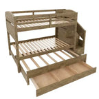 Letto a castello Whisen Twin XL con letto estraibile, contenitore, legno massello, scala contenitore, armadio e 3 cassetti, per bambini