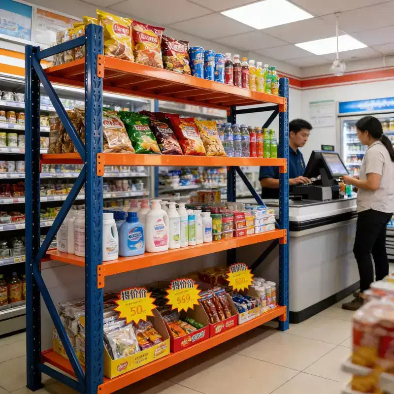 Scaffali resistenti per garage VIYET, scaffalatura metallica regolabile a 4 ripiani con portata di 4400 libbre, blu e arancione, per uso industriale e stoccaggio commerciale, attrezzi e palestra