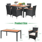 Set da pranzo da esterno Lacoo in vimini PE e legno di acacia