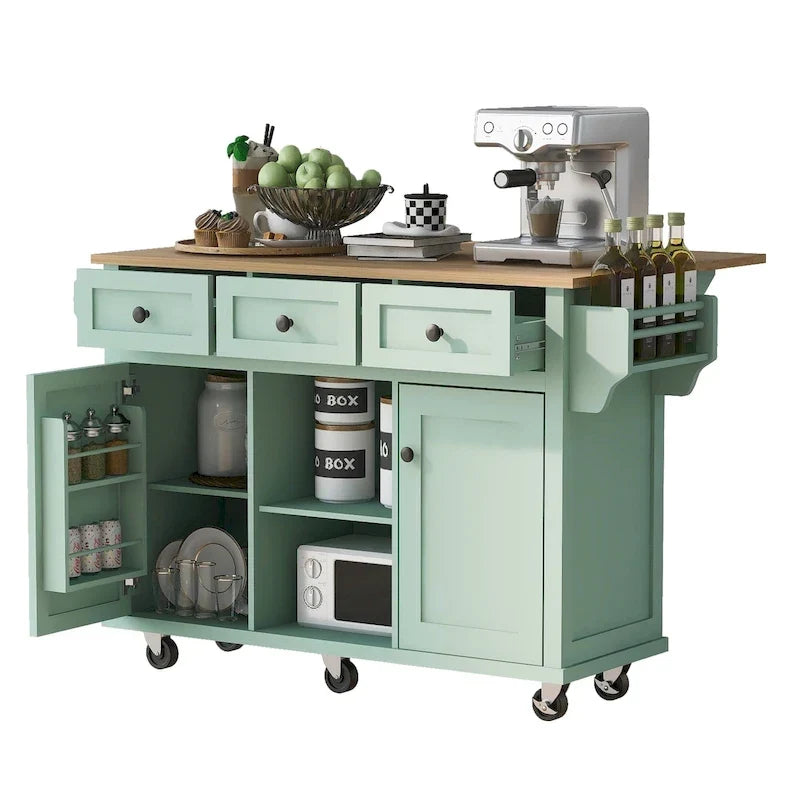 Portable Rolling Kitchen Island Cart with Storage
